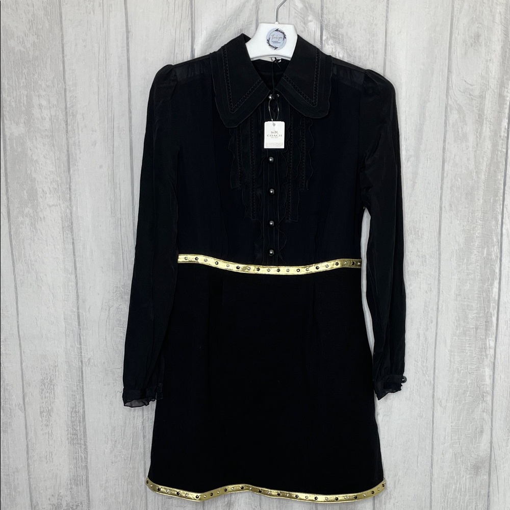 Coach Black Dress with Gold Trim